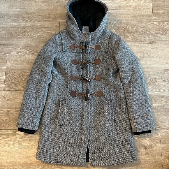 Roots Shelby Tweed Heather Gray Duffle Coat - Picture 1 of 9